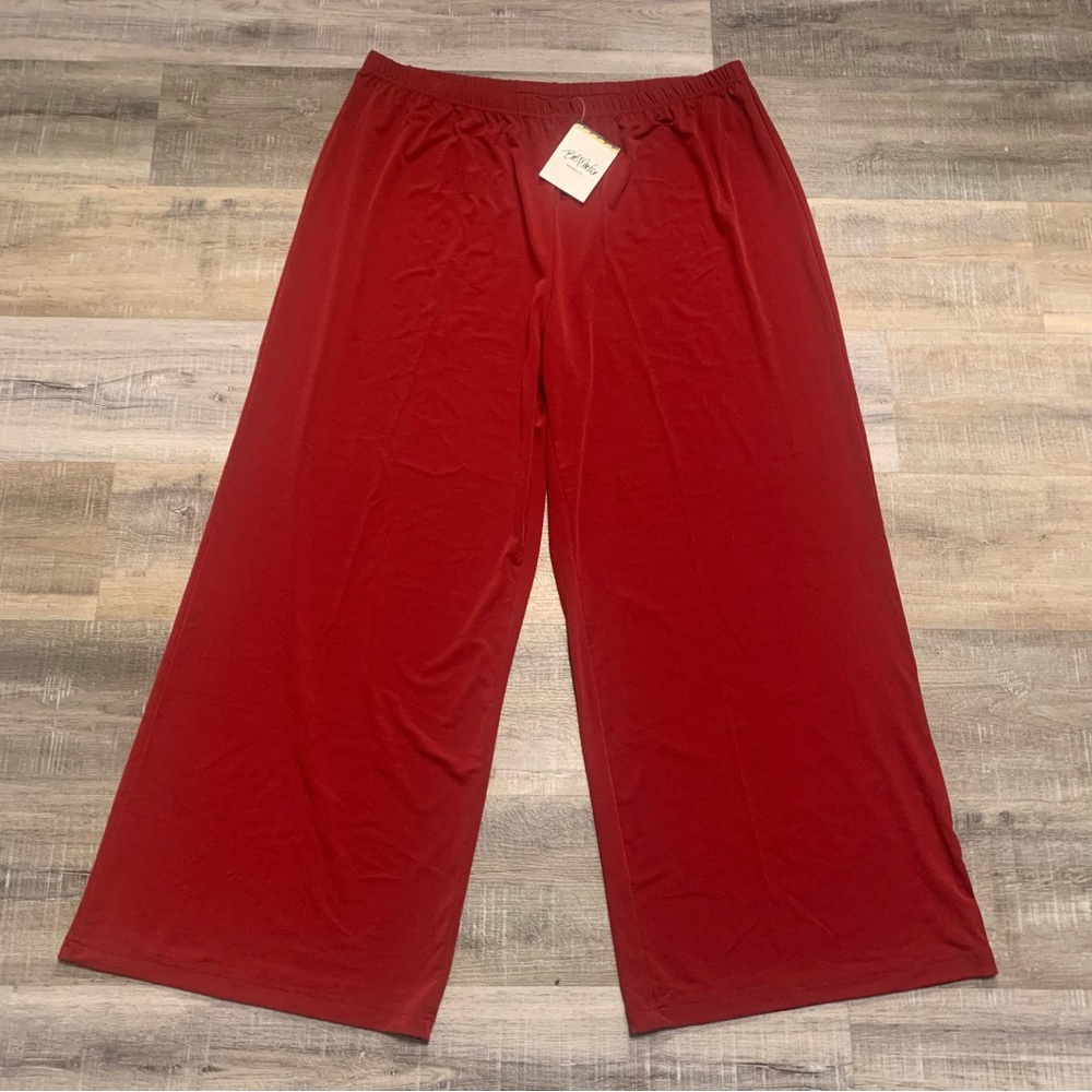Bob Mackie Wearable Art Burgundy Wide Leg Pants 2X